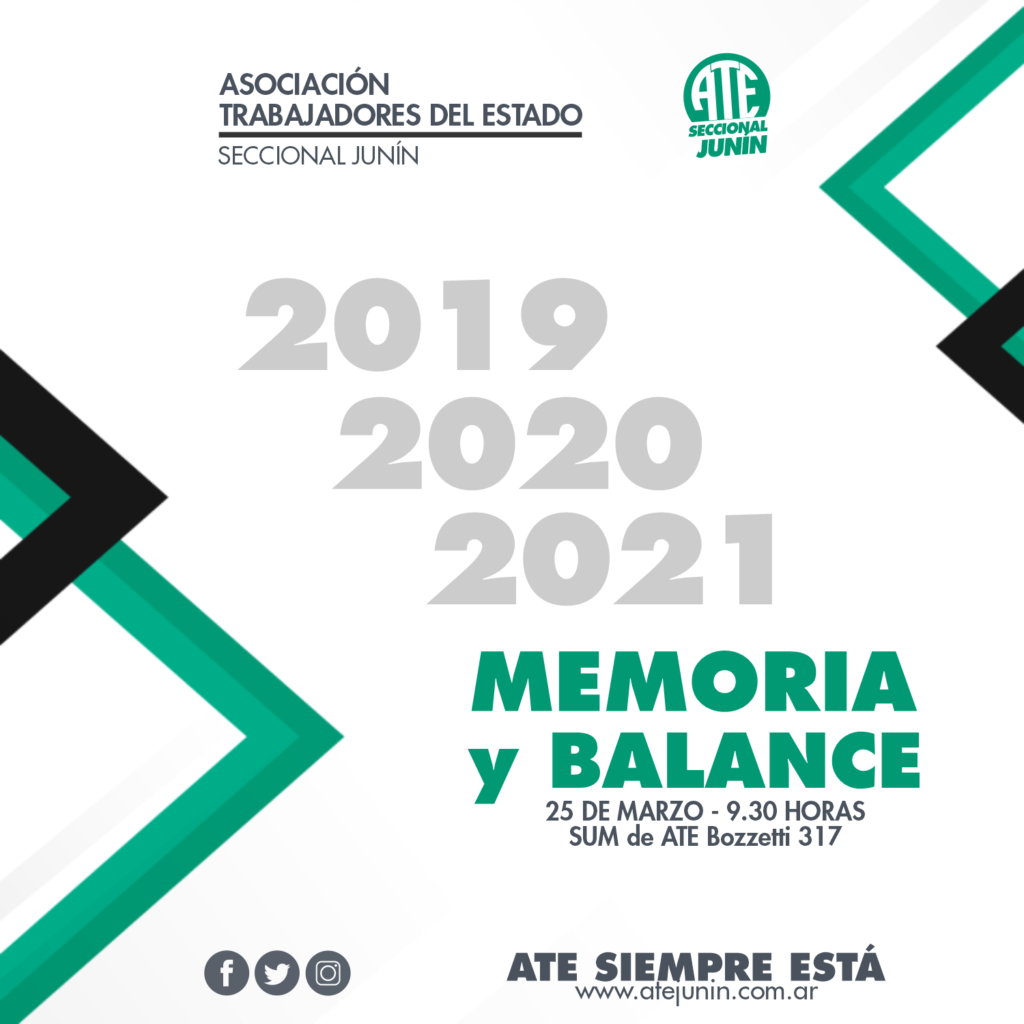 Convocatoria a la Asamblea Anual y Ordinaria Memoria y Balance 201920202021 de la seccional